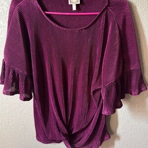 Iridescent  Magenta Knot Detail Relaxed Fit Women’s Blouse L Phoebe boho